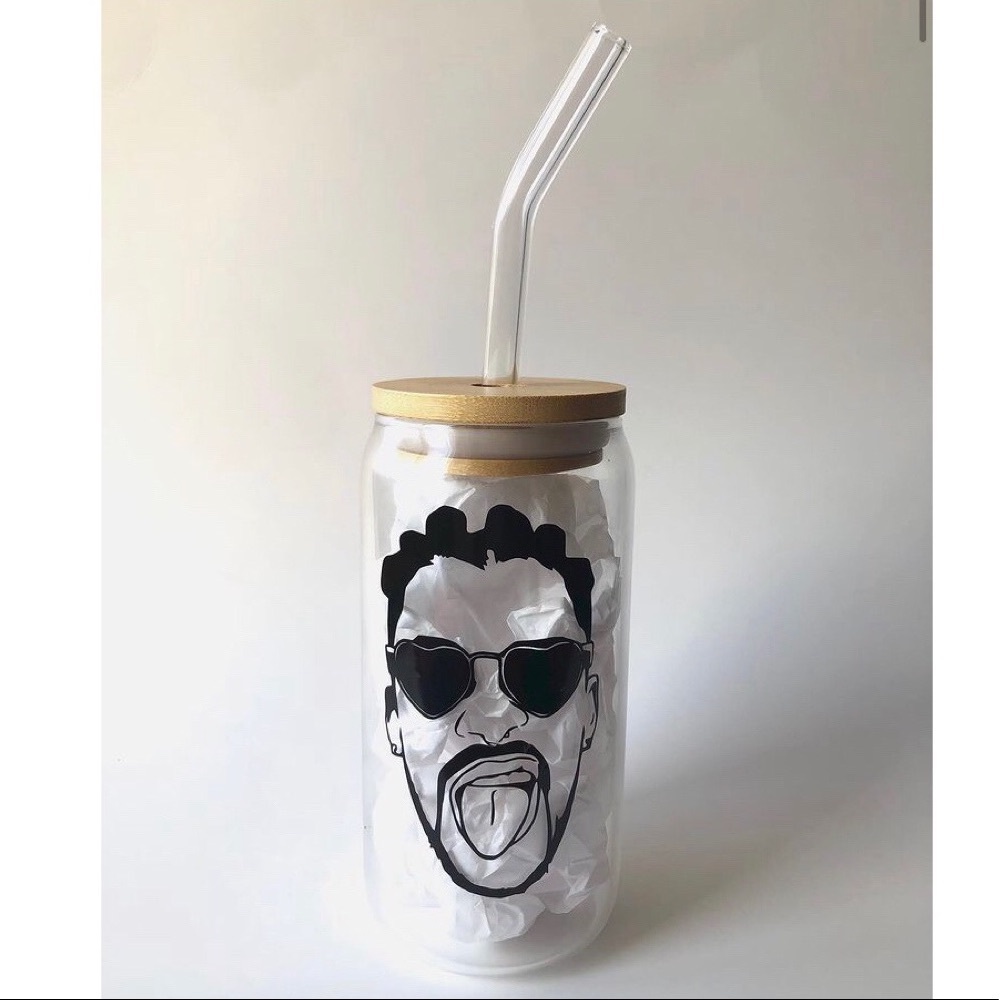 Bad bunny beer can glass